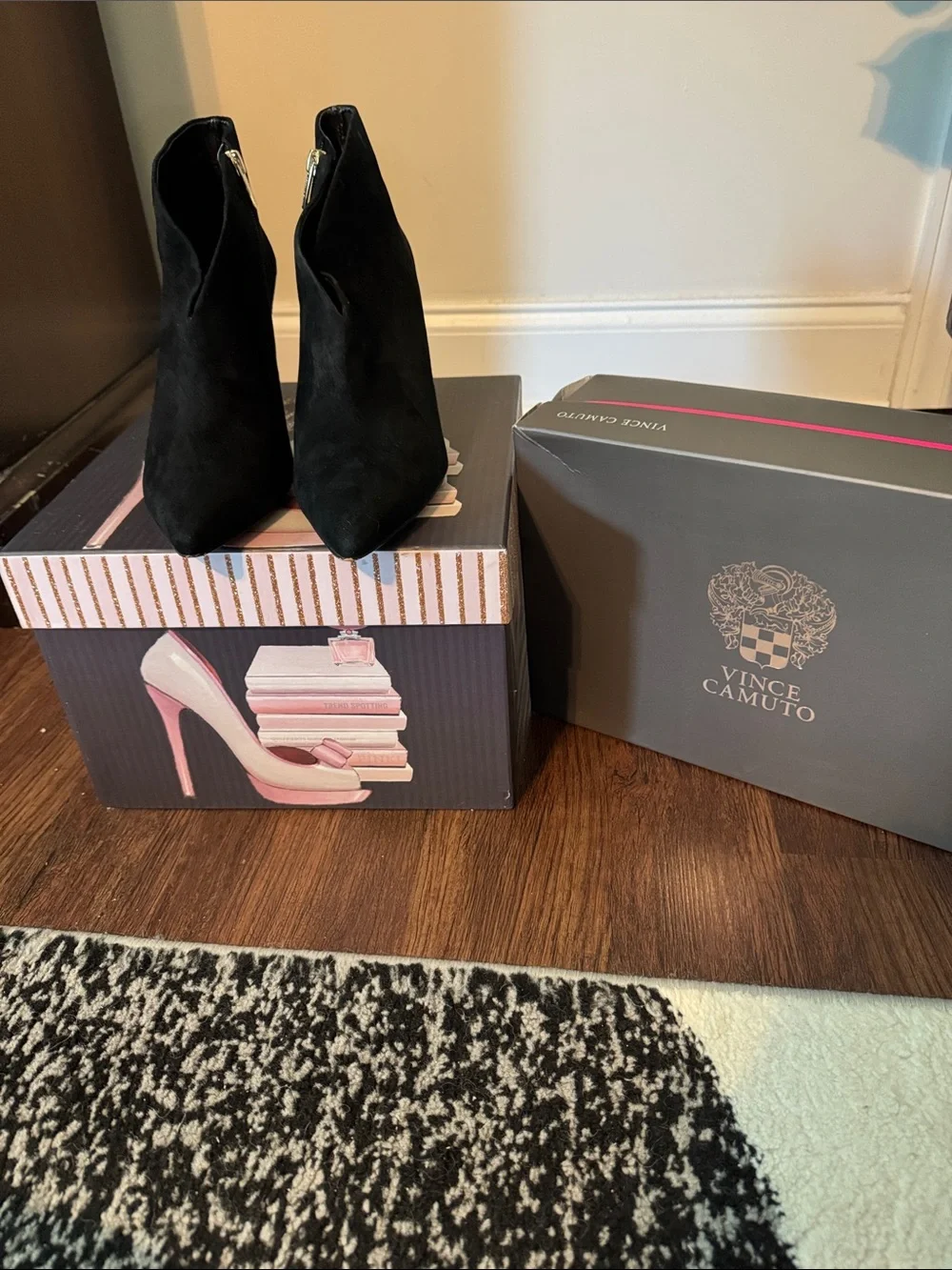 Vince Camuto Black Suede Pointed Ankle Booties
